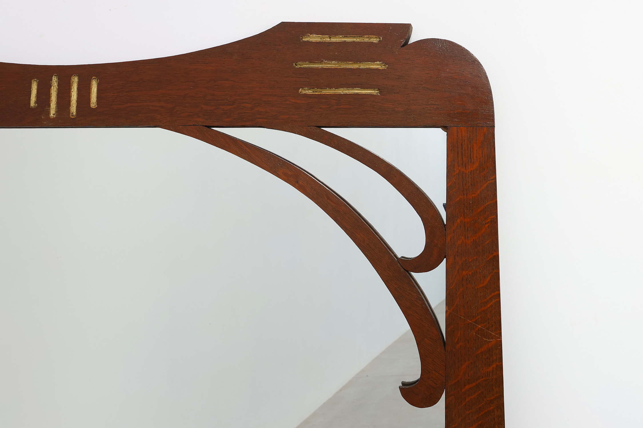 Art Nouveau Mirror in Oak with Gilded Inlay, France ca. 1915thumbnail